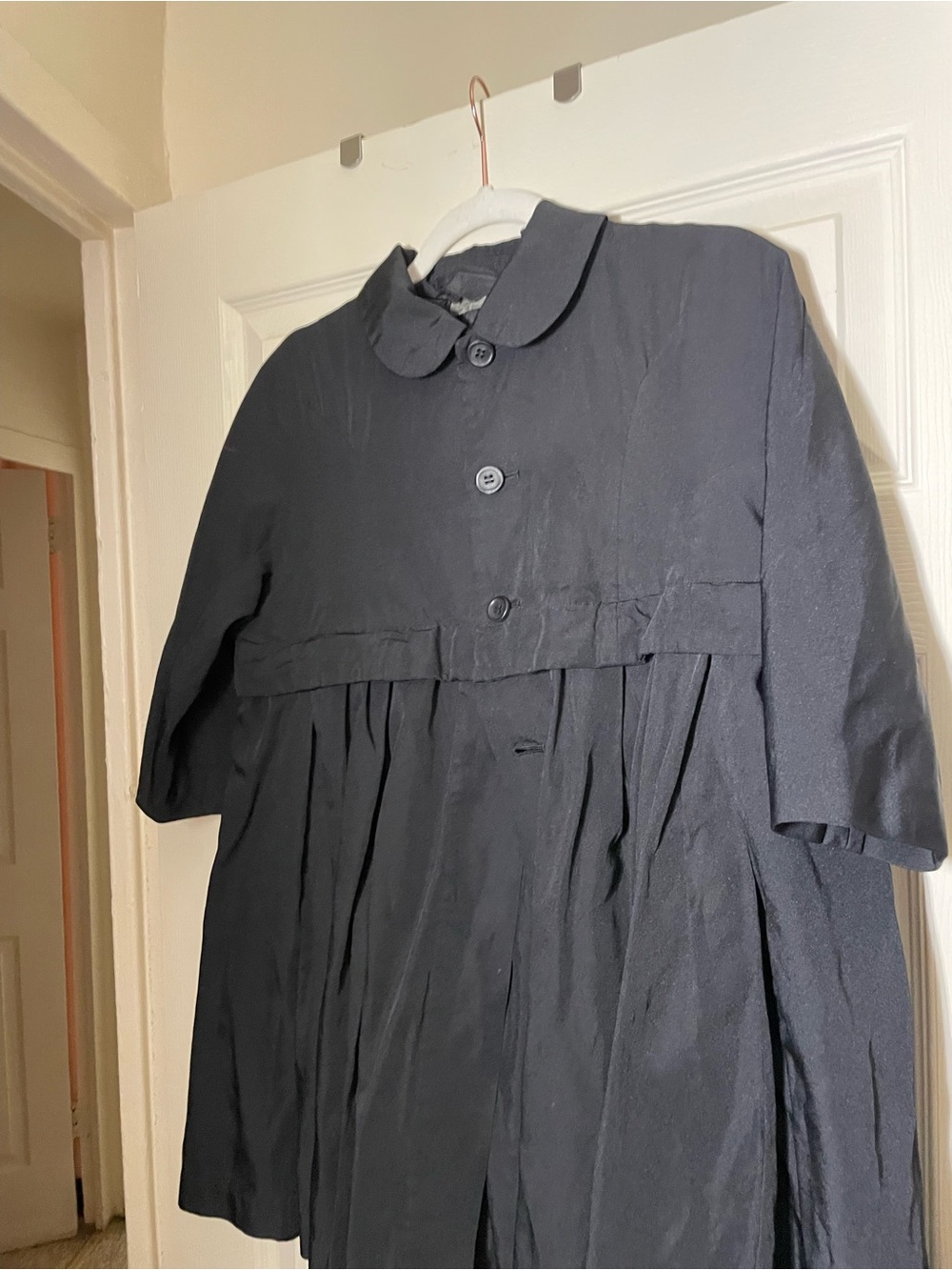 Come des Garcon Black Pleated Collar Short Coat